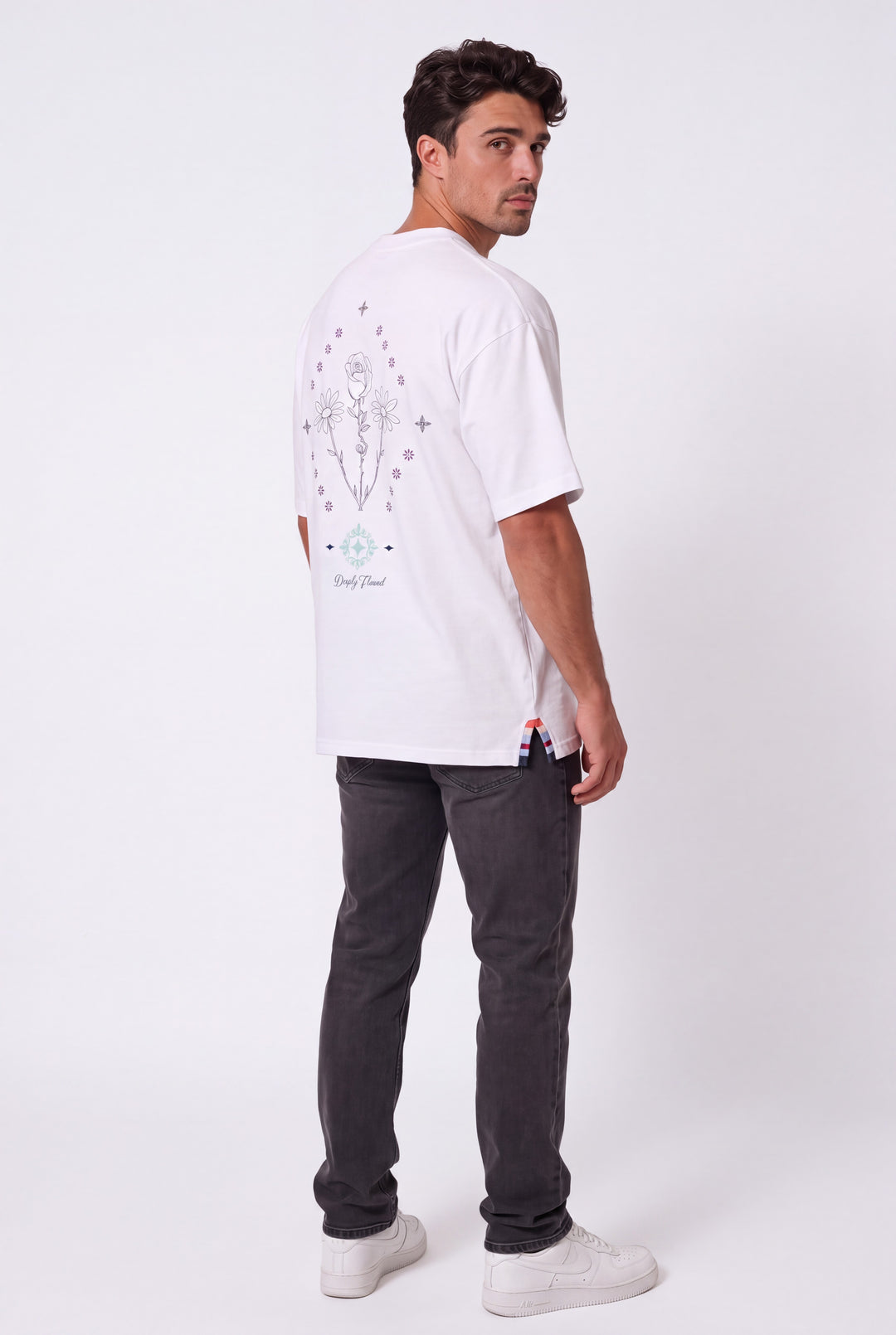 Floral White Tee