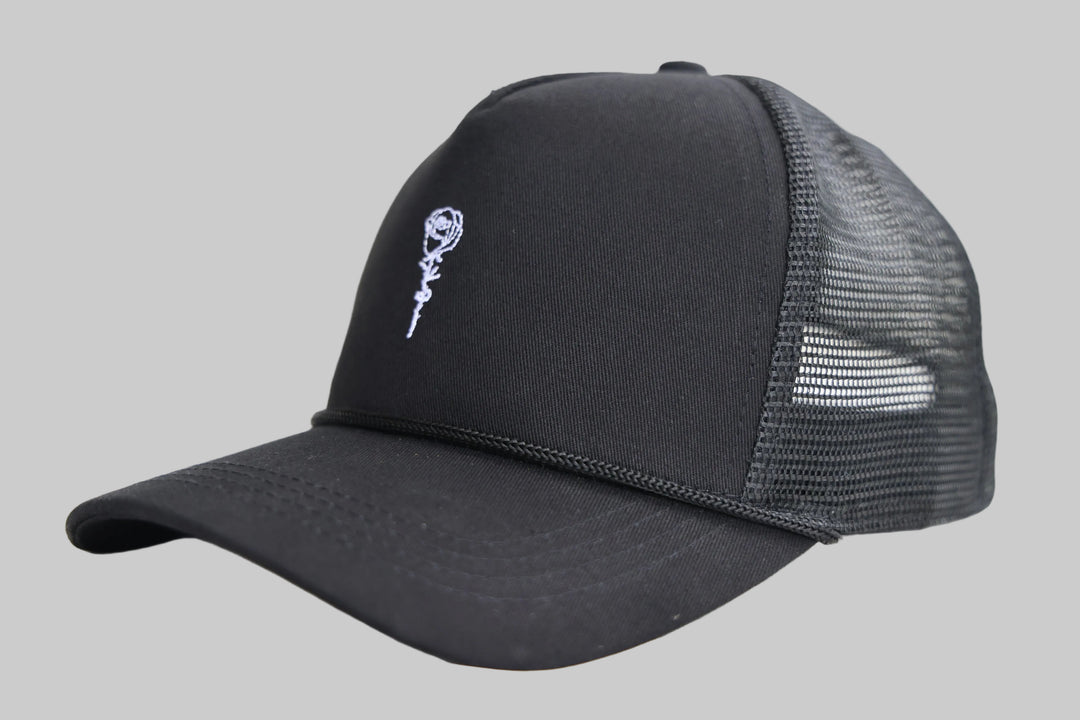 Black Truffle Trucker Hat (Rose Logo)