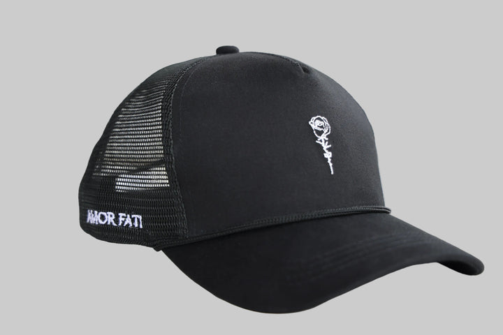 Black Truffle Trucker Hat (Rose Logo)