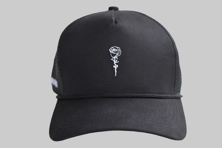 Black Truffle Trucker Hat (Rose Logo)