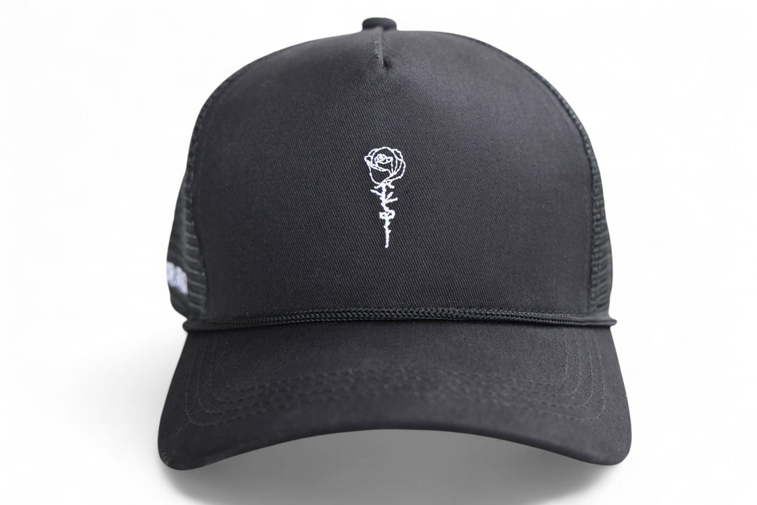 Black Trucker Hat — OG Rose