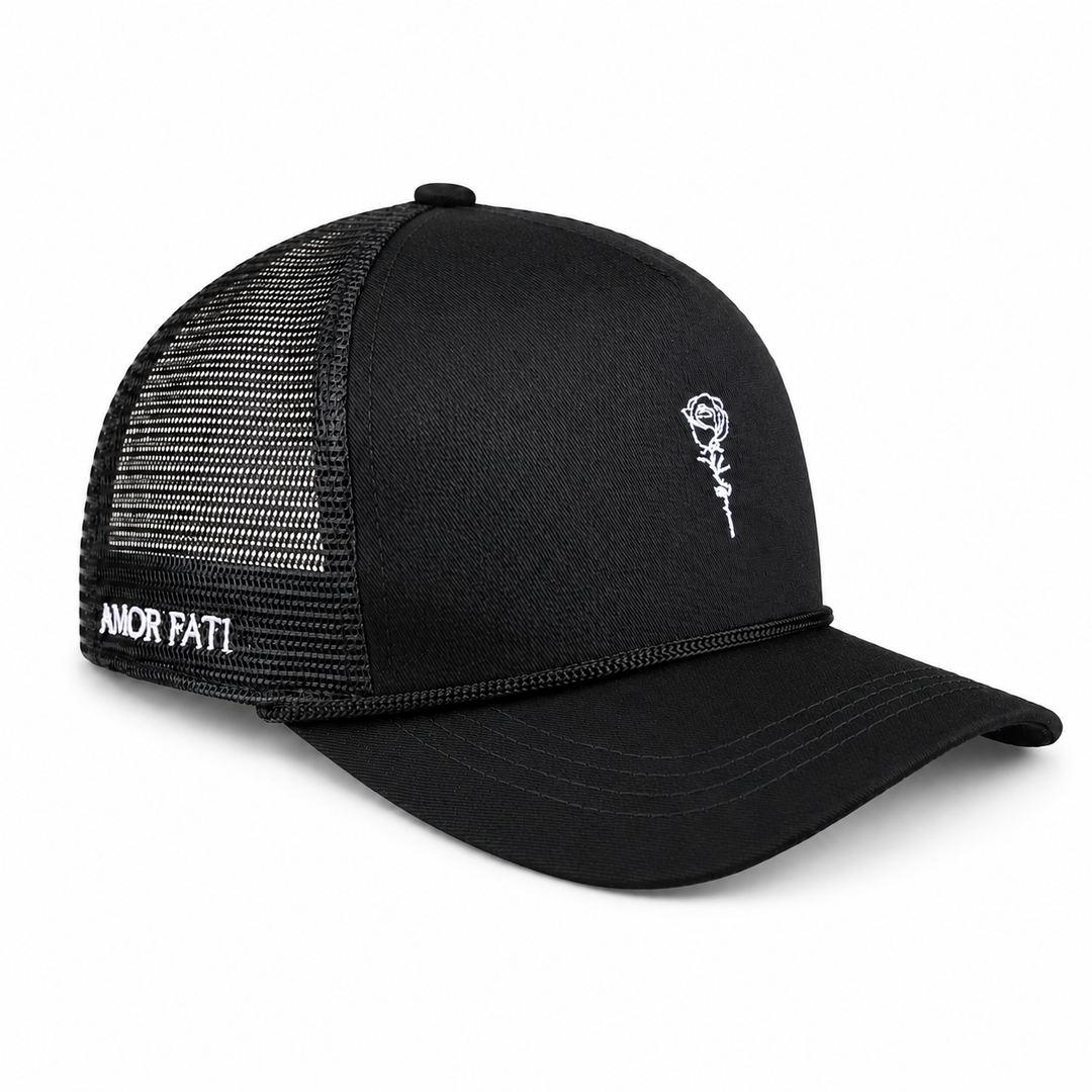 Black Trucker Hat — OG Rose